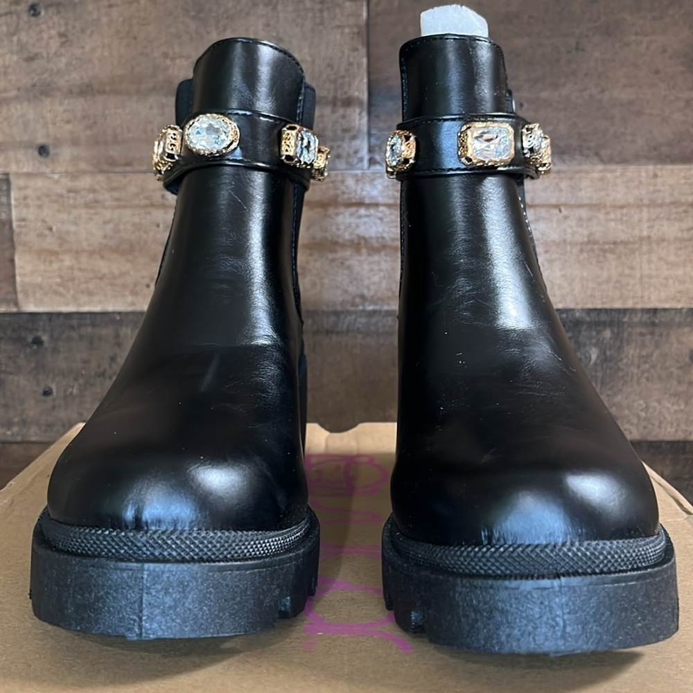 Sugar Size 7 M FAVORITE Black Rhinestones Boots New Women's Shoes - Picture 2 of 8